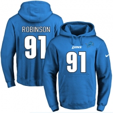 NFL Men's Nike Detroit Lions #91 A'Shawn Robinson Blue Name & Number Pullover Hoodie