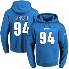 NFL Men's Nike Detroit Lions #94 Ziggy Ansah Blue Name & Number Pullover Hoodie