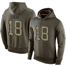 NFL Nike Detroit Lions #18 Jeff Locke Green Salute To Service Men's Pullover Hoodie