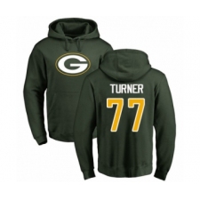 Football Green Bay Packers #77 Billy Turner Green Name & Number Logo Pullover Hoodie