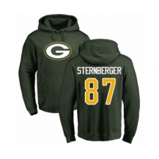 Football Green Bay Packers #87 Jace Sternberger Green Name & Number Logo Pullover Hoodie