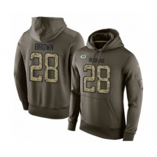 Football Men's Green Bay Packers #28 Tony Brown Green Salute To Service Pullover Hoodie