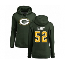 Football Women's Green Bay Packers #52 Rashan Gary Green Name & Number Logo Pullover Hoodie