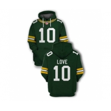 Men's Green Bay Packers #10 Jordan Love 2021 Green Pullover Football Hoodie