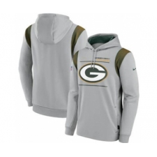Men's Green Bay Packers 2021 Gray Sideline Logo Performance Pullover Hoodie