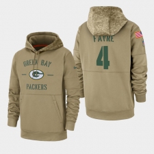 Men's Green Bay Packers #4 Brett Favre 2019 Salute to Service Sideline Therma Pullover Hoodie - Tan