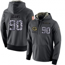 NFL Men's Nike Green Bay Packers #90 Montravius Adams Stitched Black Anthracite Salute to Service Player Performance Hoodie