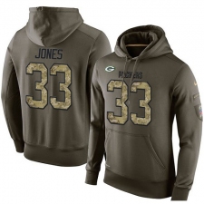 NFL Nike Green Bay Packers #33 Aaron Jones Green Salute To Service Men's Pullover Hoodie