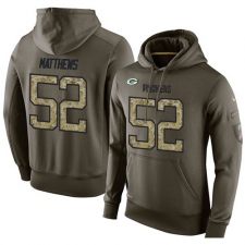 NFL Nike Green Bay Packers #52 Clay Matthews Green Salute To Service Men's Pullover Hoodie