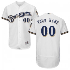 Men's Majestic Milwaukee Brewers Customized White Alternate Flex Base Authentic Collection MLB Jersey