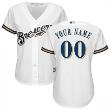 Women's Majestic Milwaukee Brewers Customized Authentic White Home Cool Base MLB Jersey