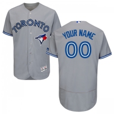Men's Majestic Toronto Blue Jays Customized Grey Road Flex Base Authentic Collection MLB Jersey