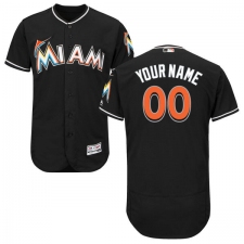 Men's Majestic Miami Marlins Customized Black Alternate Flex Base Authentic Collection MLB Jersey