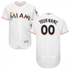 Men's Majestic Miami Marlins Customized White Home Flex Base Authentic Collection MLB Jersey