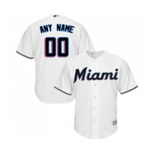 Men's Miami Marlins Customized Replica White Home Cool Base Baseball Jersey