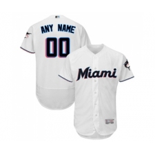 Men's Miami Marlins Customized White Home Flex Base Authentic Collection Baseball Jersey