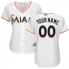 Women's Majestic Miami Marlins Customized Replica White Home Cool Base MLB Jersey