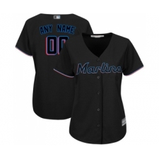 Women's Miami Marlins Customized Authentic Black Alternate 2 Cool Base Baseball Jersey