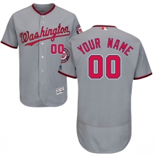 Men's Majestic Washington Nationals Customized Grey Road Flex Base Authentic Collection MLB Jersey