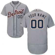 Men's Majestic Detroit Tigers Customized Grey Road Flex Base Authentic Collection MLB Jersey