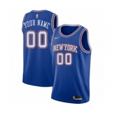 Women's New York Knicks Customized Authentic Blue Basketball Jersey - Statement Edition