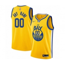 Men's Golden State Warriors Customized Authentic Gold Finished Basketball Jersey - Statement Edition