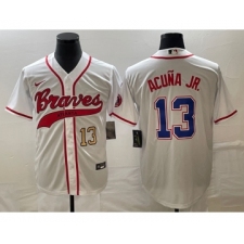 Men's Atlanta Braves #13 Ronald Acuna Jr Number White Cool Base Stitched Baseball Jersey