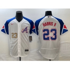 Men's Atlanta Braves #23 Michael Harris II Number White 2023 City Connect Flex Base Stitched Baseball Jersey2