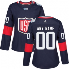 Women's Adidas Team USA Customized Authentic Navy Blue Away 2016 World Cup Hockey Jersey