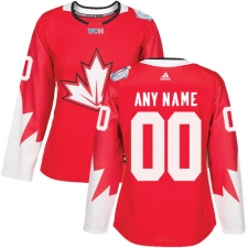 Women's Adidas Team Canada Customized Authentic Red Away 2016 World Cup Hockey Jersey