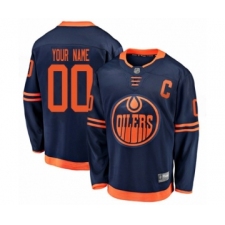 Men's Edmonton Oilers Customized Authentic Navy Blue Alternate Fanatics Branded Breakaway Hockey Jersey