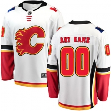 Men's Calgary Flames Customized Fanatics Branded White Away Breakaway NHL Jersey