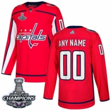 Men's Adidas Washington Capitals Customized Authentic Red Home 2018 Stanley Cup Final Champions NHL Jersey
