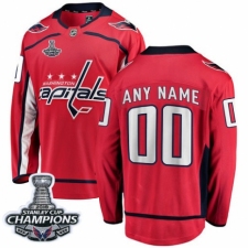 Men's Washington Capitals Customized Fanatics Branded Red Home Breakaway 2018 Stanley Cup Final Champions NHL Jersey