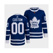 Men's Toronto Maple Leafs Black Custom Blue 2022 Reverse Retro Stitched Jersey