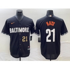 Men's Baltimore Orioles #21 Austin Hays Number Black 2023 City Connect Cool Base Stitched Jersey