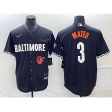 Men's Baltimore Orioles #3 Jorge Mateo Black 2023 City Connect Cool Base Stitched Jersey 1