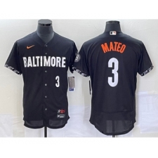 Men's Baltimore Orioles #3 Jorge Mateo Number Black 2023 City Connect Flex Base Stitched Jersey