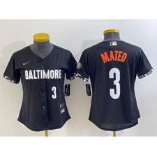 Women's Baltimore Orioles #3 Jorge Mateo Number Black 2023 City Connect Cool Base Stitched Jersey