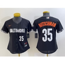 Women's Baltimore Orioles #35 Adley Rutschman Number Black 2023 City Connect Cool Base Stitched Jersey 1