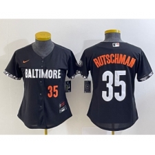 Women's Baltimore Orioles #35 Adley Rutschman Number Black 2023 City Connect Cool Base Stitched Jersey 2