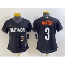 Youth Baltimore Orioles #3 Jorge Mateo Number Black 2023 City Connect Cool Base Stitched Jersey 1