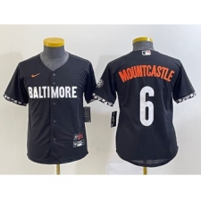 Youth Baltimore Orioles #6 Ryan Mountcastle Black 2023 City Connect Cool Base Stitched Jersey