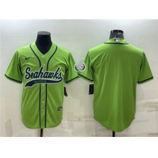 Men's Seattle Seahawks Blank Green With Patch Cool Base Stitched Baseball Jersey
