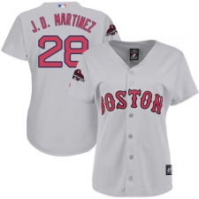 Women's Majestic Boston Red Sox #28 J D Martinez Authentic Grey Road 2018 World Series Champions MLB Jersey