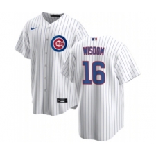 Men's Chicago Cubs #16 Patrick Wisdom White Cool Base Stitched Baseball Jersey