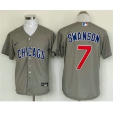 Men's Chicago Cubs #7 Dansby Swanson Grey Stitched MLB Cool Base Nike Jersey