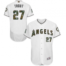 Men's Majestic Los Angeles Angels of Anaheim #27 Mike Trout Authentic White 2016 Memorial Day Fashion Flex Base MLB Jersey