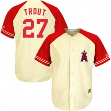 Men's Majestic Los Angeles Angels of Anaheim #27 Mike Trout Replica Cream/Red Exclusive MLB Jersey