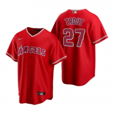 Men's Nike Los Angeles Angels #27 Mike Trout Red Alternate Stitched Baseball Jersey